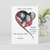 スワーリング結婚ハートのフラット日付カードを保存 セーブザデート (スタンド正面)