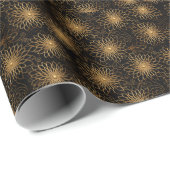 スワーリング金ゴールド&ブラックフィリグリーエレガンス ラッピングペーパー (ロールコーナー)