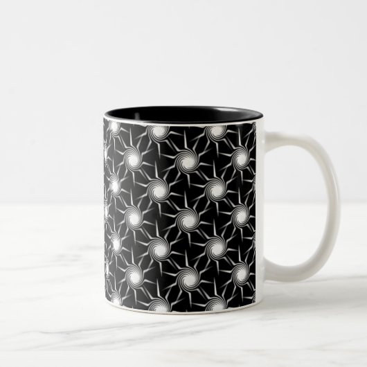 スワーリングSuns Mug、白黒 ツートーンマグカップ (右)