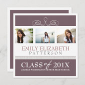 スワールかわいらしフォトコラージュ卒業招待状 招待状 (正面/裏面)