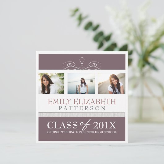 スワールかわいらしフォトコラージュ卒業招待状 招待状 (スタンド正面)