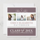 スワールかわいらしフォトコラージュ卒業招待状 招待状 (正面)