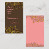 スワールかわいらしプロファイルカード付きのピンク色のチョコレート 名刺 (正面/裏面)