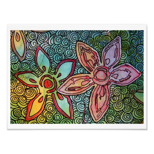 スワールで花のジャガイモの彫刻 フォトプリント (正面)
