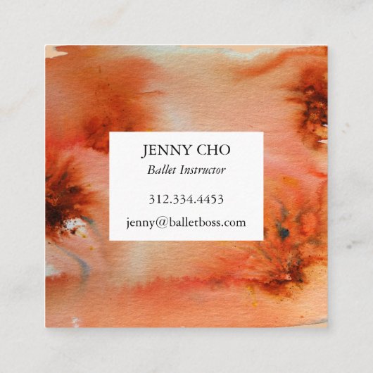スワールとスプラッシュ水の色の名刺の正方形 スクエア名刺 (裏面)