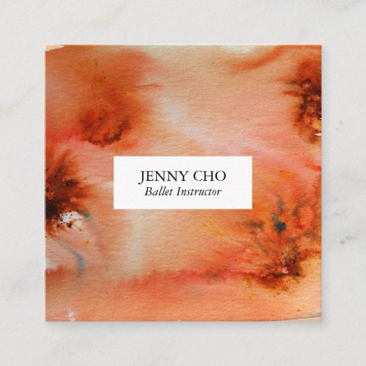 スワールとスプラッシュ水の色の名刺の正方形 スクエア名刺 (正面)