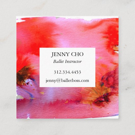 スワールとスプラッシュ水の色の名刺の正方形 スクエア名刺 (裏面)