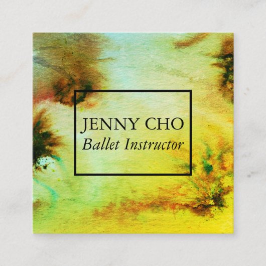 スワールとスプラッシュ水カラー抽象芸術 カラフル スクエア名刺 (正面)