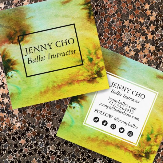 スワールとスプラッシュ水カラー抽象芸術 カラフル スクエア名刺