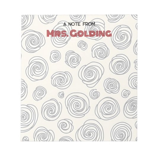 スワールとドードルパーソナライズされたズ先生ギフト ノートパッド (正面)