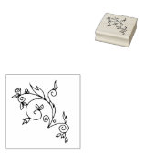 スワールと花ウッドアートスタンプ ラバースタンプ (押印)