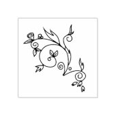 スワールと花ウッドアートスタンプ ラバースタンプ (インプリント)