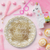 スワールと金ゴールドフォイルフェイクホリデークリスマス ペーパープレート (パーティー)