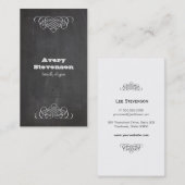 スワールと黒板ヴィンテージスタイルクールブラック 名刺 (正面/裏面)