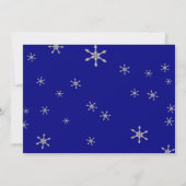 スワールのカードにきらきら光る入った冬の雪の結婚結晶の宝石 招待状 (裏面)