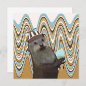 スワールの背景にアイスクリームを置いたかわいいカワウソ (正面/裏面)