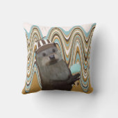 スワールの背景にアイスクリームを置いたかわいいカワウソ クッション (裏面)