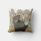 スワールの背景にアイスクリームを置いたかわいいカワウソ クッション (正面)