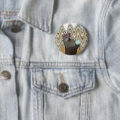 スワールの背景にアイスクリームを置いたかわいいカワウソ 缶バッジ (インサイチュ)