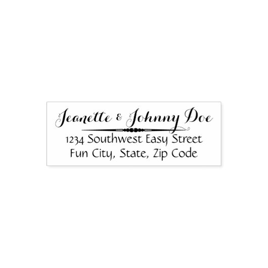 スワールエレガントカスタムウェディングまたはアドレススタンプ セルフインキングスタンプ (デザイン)