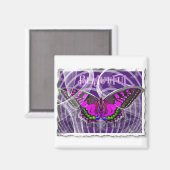 スワールカラフル付きシルバーフレーム蝶 マグネット (正面/裏面)