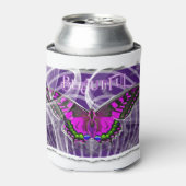 スワールカラフル付きシルバーフレーム蝶 缶クーラー (缶正面)