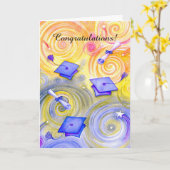 スワールキャップ芸術的の目盛りカスタマイズ可能なカード カード (黄色い花)