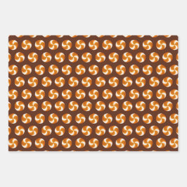 スワールキャンディ棒つきキャンデーブラウンハッピー感謝祭 ラッピングペーパーシート