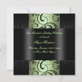 スワールグエレガントリーン/ブラックデザイン誕生日招待状 招待状 (裏面)