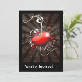 スワールグレンジ背景の輝くハート 招待状 (スタンド正面)