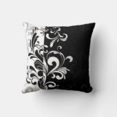 スワールコンテンポラリーブラックとホワイトのスロークッション クッション (裏面)