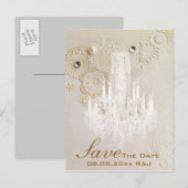 スワールシャンデリア ヴィンテージ ウェディング セーブ・ザ・デート 案内ポストカード (正面/裏面)