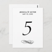スワールシンプルテーブル番号カード結婚披露宴 ポストカード (正面/裏面)