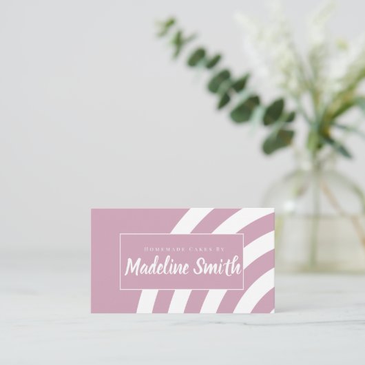スワールストライプズ自家製ケーキベーカリーピンク 名刺 (スタンド正面)