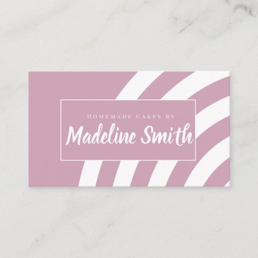 スワールストライプズ自家製ケーキベーカリーピンク 名刺 (正面)