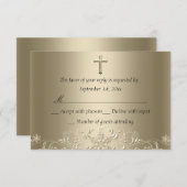 スワールスノーフレーク&クロス金ゴールドバプテスマRSVP 出欠カード (正面/裏面)