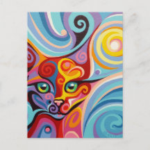 スワールスピリツルナムーンキャットポストカードスピリットアニマル