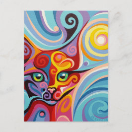 スワールスピリツルナムーンキャットポストカードスピリットアニマル ポストカード