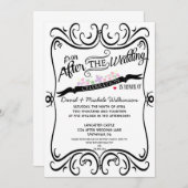 スワールズチャルクボードポ結婚スト白黒 招待状 (正面/裏面)