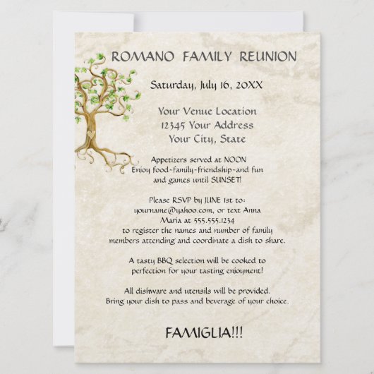 スワールツリールーツアンティークファミリー懇親会ピクニック 招待状 (正面)