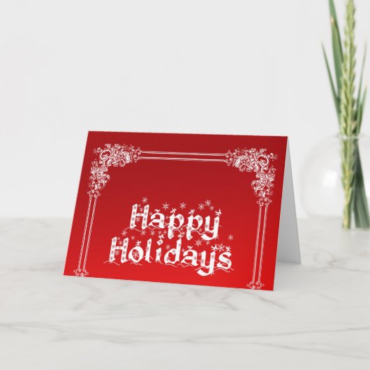 スワールバックグラウン赤と白ドハッピーホリデー シーズンカード (正面)
