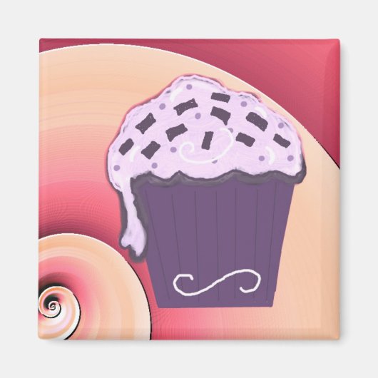 スワールパープルカップケーキ マグネット (正面)