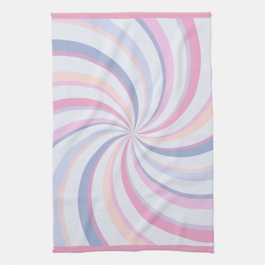 スワールピンクブルーピーチ キッチンタオル (縦)