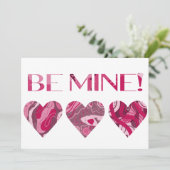 スワールペイントのピンクと赤のバレンタイン「私のものに」メッセージ シーズンカード (スタンド正面)