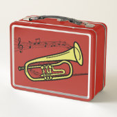 スワールミュージックスタッフトランペットスケッチ |イニシャル メタルランチボックス (裏面)