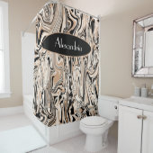 スワールモダンウォーターのカラー茶色の黒のパターンカスタム シャワーカーテン (インサイチュ)