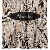 スワールモダンウォーターのカラー茶色の黒のパターンカスタム シャワーカーテン (正面)