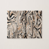 スワールモダンズ水彩茶色の黒いパターン ジグソーパズル (横)