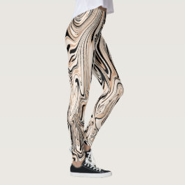 スワールモダンズ水彩茶色の黒いパターン レギンス