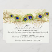 スワールモダンピーコック羽毛リハーサルディナー 招待状 (正面/裏面)